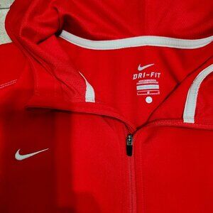 Nike, Women's Pullover Hoodie, Polyester 91%, Spandex 9%, Red, Size Large